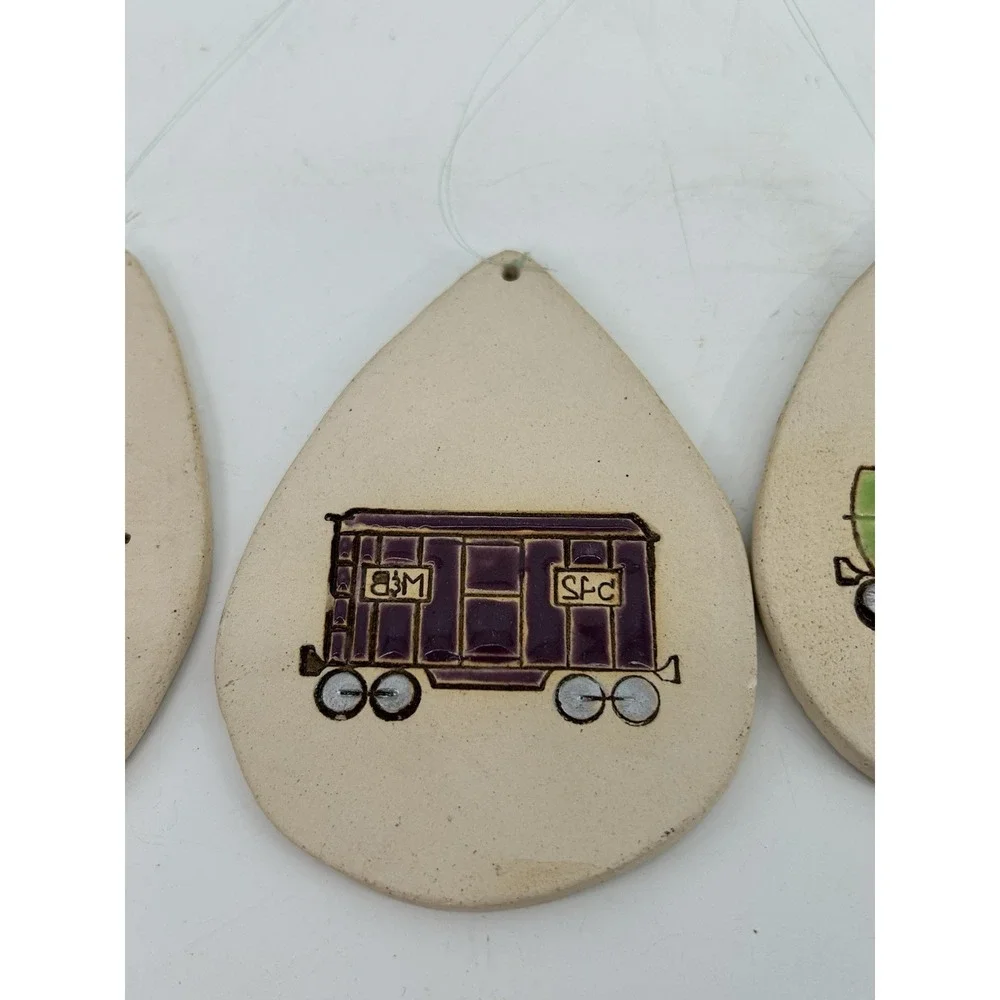 Vintage Handmade Ceramic Railroad Train Wind chime Decoration READ